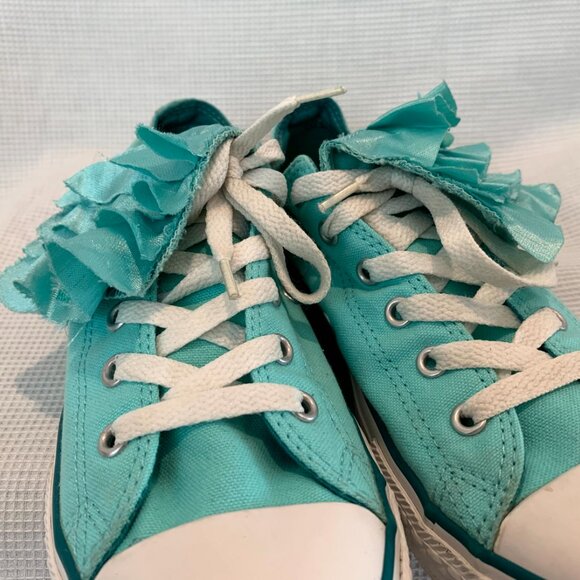 Converse Chuck Taylor All Star Junior Size 6 Aqua Teal Turquoise Ruffle - Picture 5 of 10